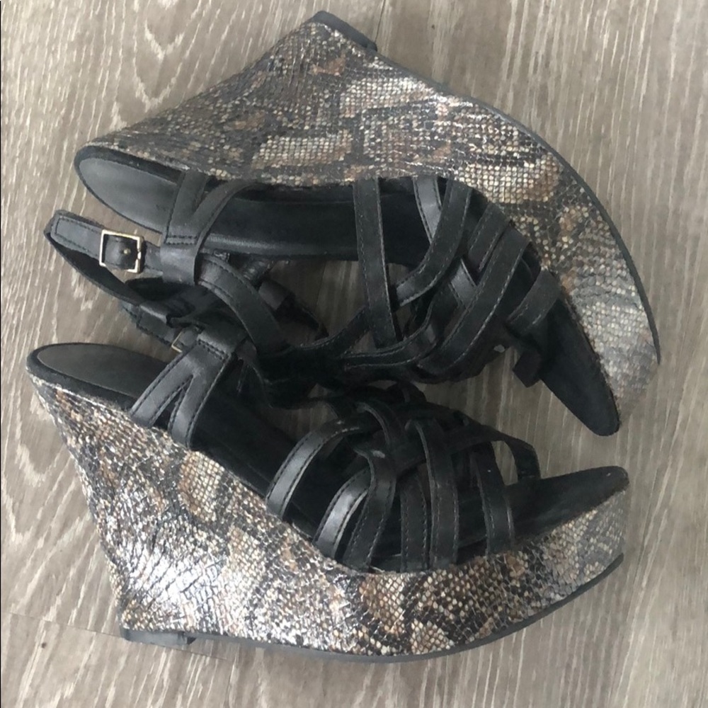 BRAND NEW NEVER WORN snake skin wedges!